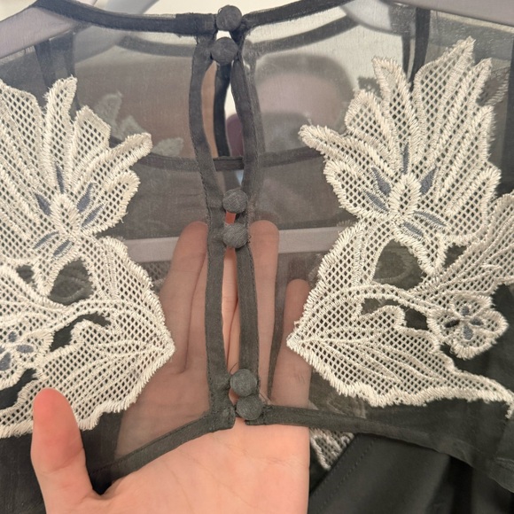 ASOS Edition Charcoal Dress with Ivory Detailing - Picture 3 of 4